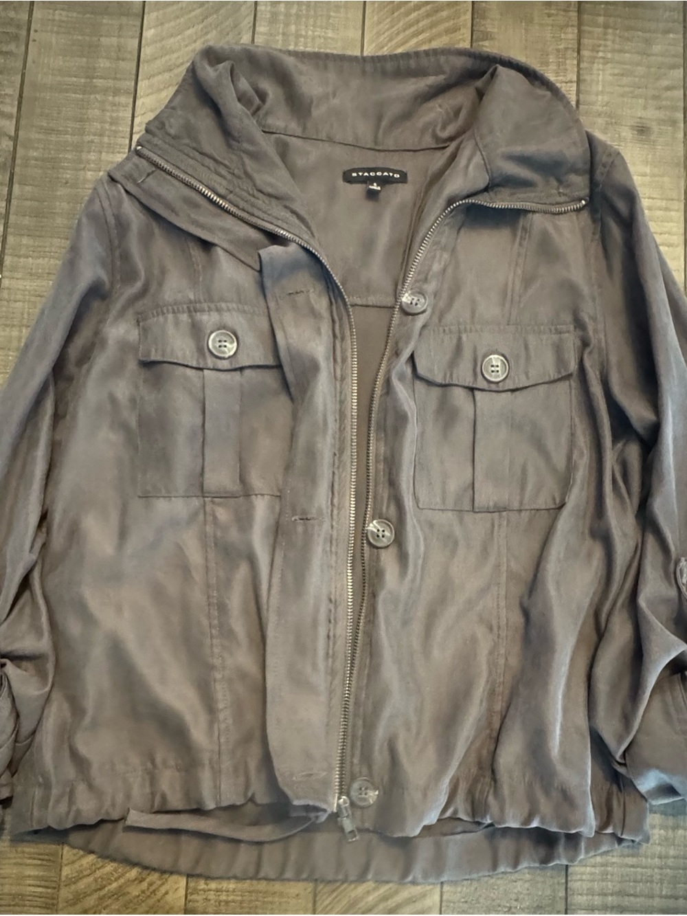 Staccato Gray Utility Jacket with Button & Zip Front